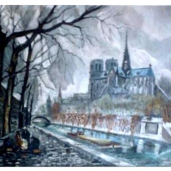 Peinture intitulée "Notre Dame de Paris" par Sylvestre Aznar, Œuvre d'art originale