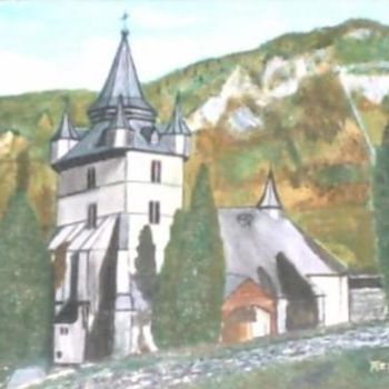 Painting titled "Eglise de Beaudéan" by Sylvestre Aznar, Original Artwork