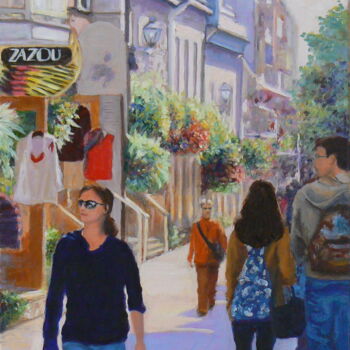 Schilderij getiteld "Un dimanche à Québec" door Azucena, Origineel Kunstwerk, Olie