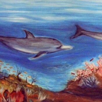 Painting titled "PECES 23 LOS DELFIN…" by Mary Carmen Diez Colorado, Original Artwork