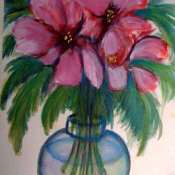 Painting titled "PINK FLOWER" by Mary Carmen Diez Colorado, Original Artwork