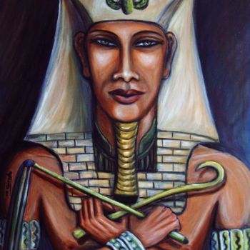 Pintura intitulada "AKHENATON" por Mary Carmen Diez Colorado, Obras de arte originais