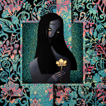 Pintura titulada "When the fern bloom" por Azyza, Obra de arte original, Acrílico