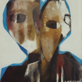 Peinture intitulée "Derrière lui" par Azzeddin Doukkari, Œuvre d'art originale, Aquarelle