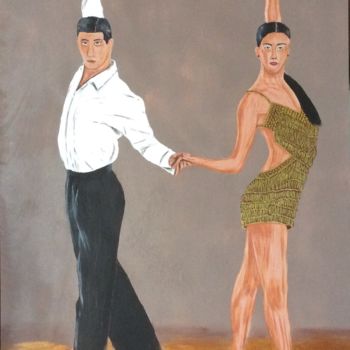 Malerei mit dem Titel "Cha cha" von Chrystèle Bloyet, Original-Kunstwerk, Acryl