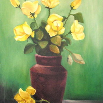 Painting titled "FLOWERS" by B.H. Oana-Maria, Original Artwork