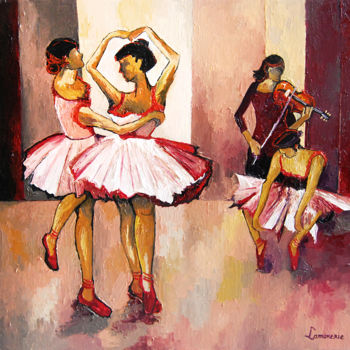 Peinture intitulée "Le cours de danse" par Bernard Lamonerie, Œuvre d'art originale, Huile