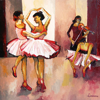 Pintura intitulada "Le cours de danse" por Bernard Lamonerie, Obras de arte originais, Óleo