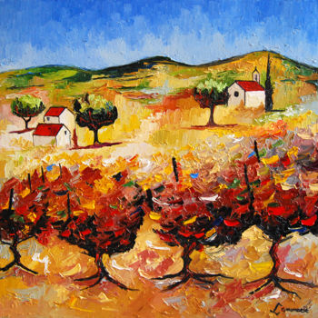 Peinture intitulée "l' automne" par Bernard Lamonerie, Œuvre d'art originale, Huile
