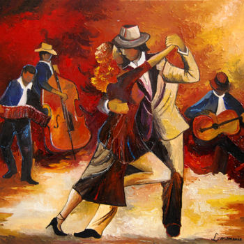 Malerei mit dem Titel "tango n°11" von Bernard Lamonerie, Original-Kunstwerk, Öl Auf Keilrahmen aus Holz montiert