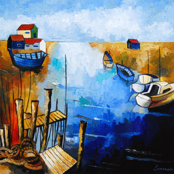 Peinture intitulée "la seudre" par Bernard Lamonerie, Œuvre d'art originale, Huile Monté sur Châssis en bois