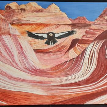 Картина под названием "Vermilion Condor Fr…" - B R, Подлинное произведение искусства, Масло Установлен на Деревянная рама дл…