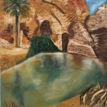 Painting titled "Oasis de Tozeur.jpeg" by Béatrice Brossaud - Ben Hassen, Original Artwork, Oil