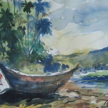 Malerei mit dem Titel "In the bank" von Balasubramanian S, Original-Kunstwerk, Öl