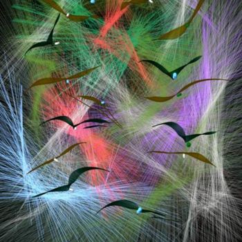 Arts numériques intitulée "vol de nuit" par Ferial Baba Aissa, Œuvre d'art originale, Peinture numérique