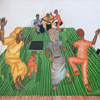 Pittura intitolato "DANSE AFRICAINE" da Babacar Dieye, Opera d'arte originale, Acrilico