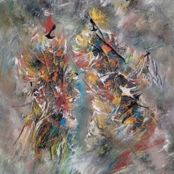 Painting titled "Vendeuses de poisso…" by Babacar Niang, Original Artwork, Acrylic