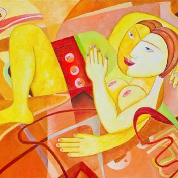Pintura titulada "Под одеялом" por Babanni, Obra de arte original, Oleo