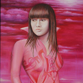 Картина под названием "портрет 2елена" - Babanni, Подлинное произведение искусства, Масло