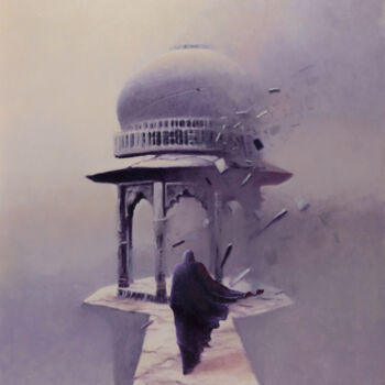 Schilderij getiteld "Windfall" door Babar Moghal, Origineel Kunstwerk, Olie