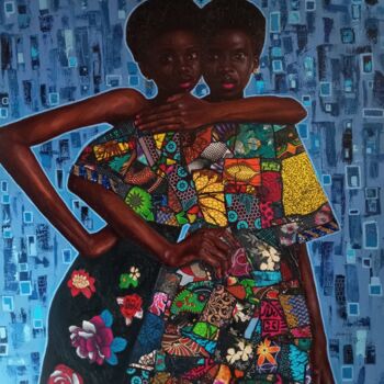Картина под названием "Ibeji Eda (Fraterna…" - Babatunde Bakare, Подлинное произведение искусства, Масло