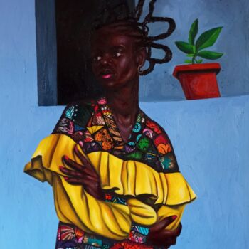 Painting titled "Echoes of Strife" by Babatunde Bakare, Original Artwork, Oil