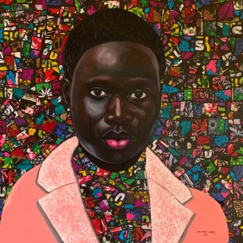 Peinture intitulée "Resilience: portrai…" par Babatunde Bakare, Œuvre d'art originale, Tissu