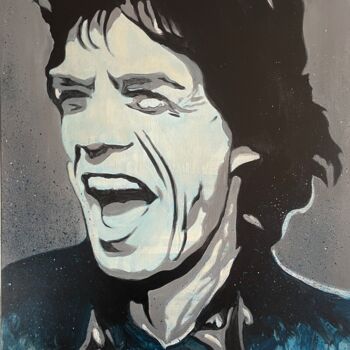 Painting titled "MICK" by Babeth Puech, Original Artwork, Acrylic Mounted on Wood Stretcher frame