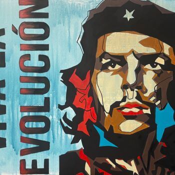 Painting titled "CHE" by Babeth Puech, Original Artwork, Acrylic Mounted on Wood Stretcher frame