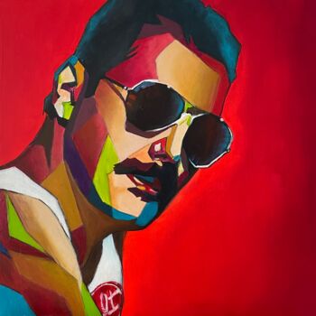 Schilderij getiteld "FREDDIE" door Babeth Puech, Origineel Kunstwerk, Acryl Gemonteerd op Frame voor houten brancard