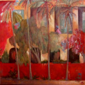 Malerei mit dem Titel "derrière le mur/hui…" von Babeth Pochan, Original-Kunstwerk