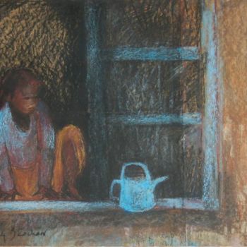 Painting titled "apparition/pastel" by Babeth Pochan, Original Artwork