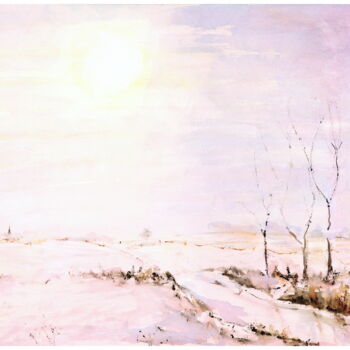 Pintura intitulada "winter sun" por Babett Landsberger, Obras de arte originais, Aquarela