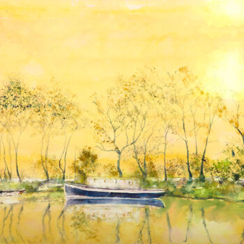 Painting titled "calmness" by Babett Landsberger, Original Artwork, Watercolor