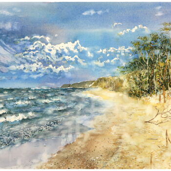 Painting titled "summer vaccation on…" by Babett Landsberger, Original Artwork, Watercolor