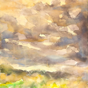 Painting titled "the end of a peacef…" by Babett Landsberger, Original Artwork, Watercolor