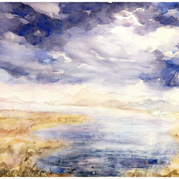 Pintura intitulada "soothing turbulence" por Babett Landsberger, Obras de arte originais, Aquarela