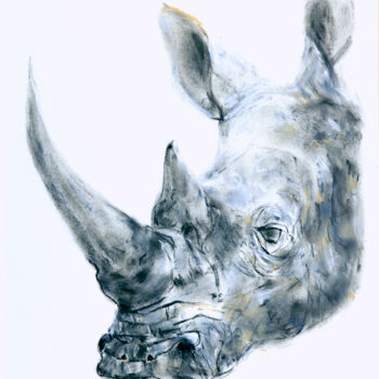 Dessin intitulée "rhino" par Babett Landsberger, Œuvre d'art originale, Pastel