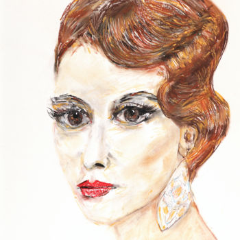 Dibujo titulada "elegant woman" por Babett Landsberger, Obra de arte original, Pastel