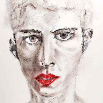 Zeichnungen mit dem Titel "red lips" von Babett Landsberger, Original-Kunstwerk, Pastell