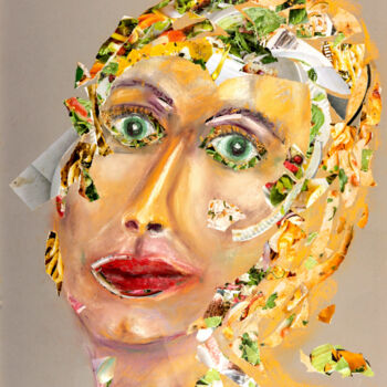 Tekening getiteld "woman with dupatta" door Babett Landsberger, Origineel Kunstwerk, Pastel