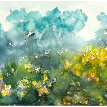 Malerei mit dem Titel "blooming" von Babett Landsberger, Original-Kunstwerk, Aquarell