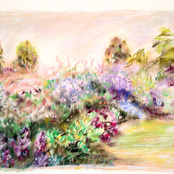 Zeichnungen mit dem Titel "garden" von Babett Landsberger, Original-Kunstwerk, Pastell