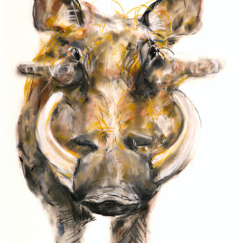 Zeichnungen mit dem Titel "warthog" von Babett Landsberger, Original-Kunstwerk, Pastell