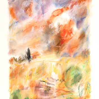 Tekening getiteld "summer evening" door Babett Landsberger, Origineel Kunstwerk, Pastel