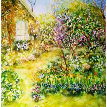 Malerei mit dem Titel "garden of summer" von Babett Landsberger, Original-Kunstwerk, Aquarell