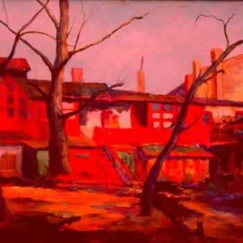 Peinture intitulée "Red yard at Moldova…" par Volodimir Babienko, Œuvre d'art originale