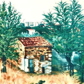 Painting titled "Agios Isidoros" by Koiliar Is, Original Artwork, Oil