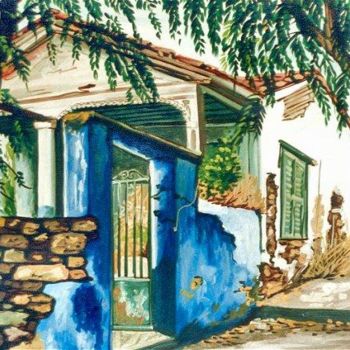 Painting titled "Blue House" by Koiliar Is, Original Artwork, Oil
