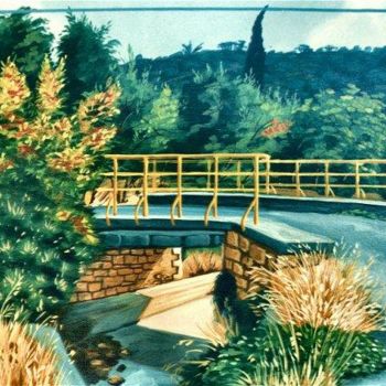 Painting titled "Yellow Bridge" by Koiliar Is, Original Artwork, Oil